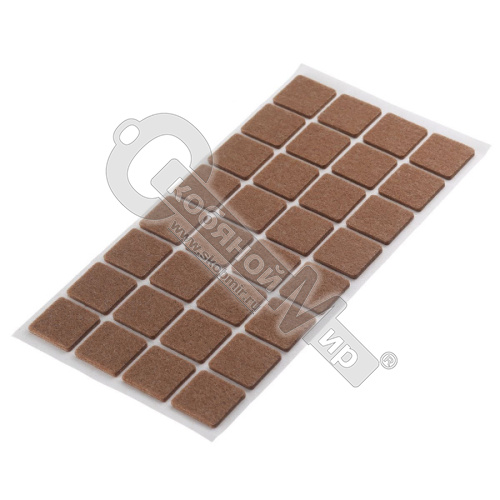 Подложки самоклеющиеся под ножки мебельные 25х25 мм на войлочной основе (32 шт./лист),  PC6025BR 