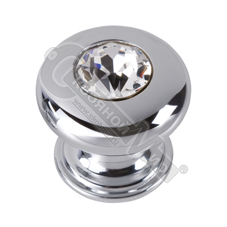 Ручка-кнопка BRASS эксклюзив. коллекция: латунь с кристаллом Swarovski, глянц. хром, 0775-005-2*** Ручка-кнопка BRASS эксклюзив. коллекция: латунь с кристаллом Swarovski, глянц. хром, 0775-005-2***