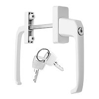 Ручка двухсторонняя металлическая с ключом узкая/широкая белая 2052 Ручка двухсторонняя металлическая с ключом узкая/широкая белая 2052