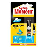 Клей "Супер Момент Гель", 3 г, блистер, 622917 Клей "Супер Момент Гель", 3 г, блистер, 622917