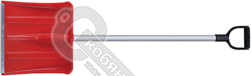 Лопата для уборки снега пластиковая, 380х365х1340 мм, алюминиевый черенок, цветная,  68116