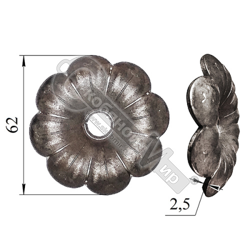 Цветок штампованный 62х2,5 мм*** фото 2 Цветок штампованный 62х2,5 мм*** фото 2