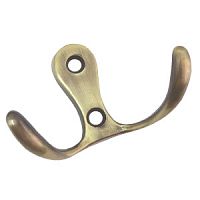 Крючок 2-х рожковый, К207 AB, старинная латунь, Boyard*** Крючок 2-х рожковый, К207 AB, старинная латунь, Boyard***