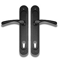 Ручка на планке под цилиндр 85 база, черный муар (Капля)