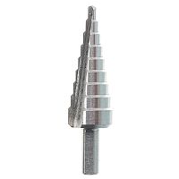 Сверло ступенчатое по металлу 9ст: d=4-12 мм, L=65 мм, прямая кромка, 36398_А Сверло ступенчатое по металлу 9ст: d=4-12 мм, L=65 мм, прямая кромка, 36398_А
