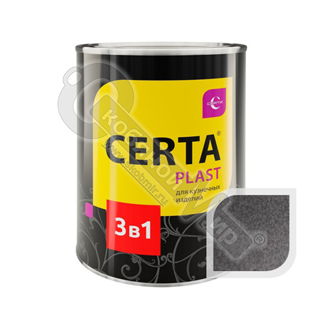 Грунт-эмаль по ржавчине 3 в 1 "CERTA-PLAST", графит темный (0,8 кг), PL3V10019 Грунт-эмаль по ржавчине 3 в 1 "CERTA-PLAST", графит темный (0,8 кг), PL3V10019