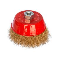 Корщетка-чашка 125 мм, латунированная волнистая проволока, гайка М14, 39272 Корщетка-чашка 125 мм, латунированная волнистая проволока, гайка М14, 39272