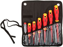 Набор отверток изолированных Cr V, 1000 В, прорез. ручки, нейлоновый футляр, (6 шт.+1), 56130 Набор отверток изолированных Cr V, 1000 В, прорез. ручки, нейлоновый футляр, (6 шт.+1), 56130