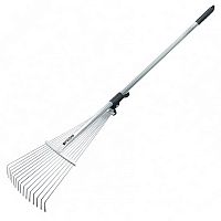 Грабли веерные раздвижные стальные, 15 зубьев, 190-520х1200-1500 мм, стальной черенок,  6175655 Грабли веерные раздвижные стальные, 15 зубьев, 190-520х1200-1500 мм, стальной черенок,  6175655