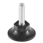 Опора резьб.регулир.основание D48 + резьба м10х40 конич. под ключ, с заглушкой пластик 50х50 черная Опора резьб.регулир.основание D48 + резьба м10х40 конич. под ключ, с заглушкой пластик 50х50 черная