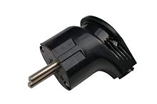 Вилка угловая 16А с заземлением, 250В, черная, АБС-пластик, General, 470511 Вилка угловая 16А с заземлением, 250В, черная, АБС-пластик, General, 470511