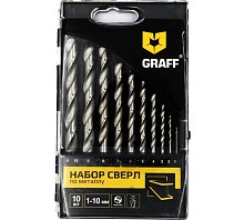 Набор сверл по металлу HSS d=1,0-10,0 мм (10 шт.), GRAFF, 8101 Набор сверл по металлу HSS d=1,0-10,0 мм (10 шт.), GRAFF, 8101