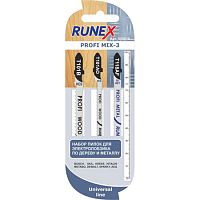 Набор пилок для эл.лобзика по дереву и металлу, Т101В/Т101АО/Т118F, PROFI MIX-3 (3 шт.), "Runex" Набор пилок для эл.лобзика по дереву и металлу, Т101В/Т101АО/Т118F, PROFI MIX-3 (3 шт.), "Runex"