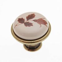 Ручка-кнопка античная бронза+фарфор/дубок F 50569/20541*** Ручка-кнопка античная бронза+фарфор/дубок F 50569/20541***