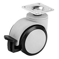 Опора колесная поворотная с площадкой, d=50мм,с металл. арматурой, усил. с тормозом пластик, сер 561 Опора колесная поворотная с площадкой, d=50мм,с металл. арматурой, усил. с тормозом пластик, сер 561