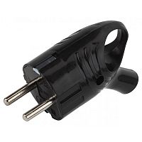 Вилка угловая с ушком 16A с заземлением, черная, ЭРА, Vx4-B /24/ Вилка угловая с ушком 16A с заземлением, черная, ЭРА, Vx4-B /24/