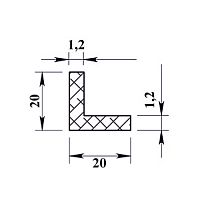 Уголок алюминиевый 20х20х1,2 мм - 2,0 м Уголок алюминиевый 20х20х1,2 мм - 2,0 м