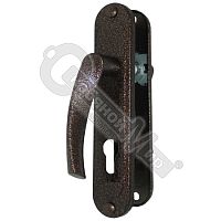 Ручка на планке под цилиндр 85 база, антик медный (Крыло) Ручка на планке под цилиндр 85 база, антик медный (Крыло)