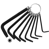 Набор ключей имбусовых TORX (звездочки), 8 шт. (Т9-40), CrV, на кольце,  38921 / 64003 Набор ключей имбусовых TORX (звездочки), 8 шт. (Т9-40), CrV, на кольце,  38921 / 64003