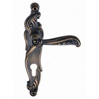 Ручка на дл.планке ,под ключ. цилиндр FLOR ANT. COFFEE (CL),антич. кофе, Ручка на дл.планке ,под ключ. цилиндр FLOR ANT. COFFEE (CL),антич. кофе,