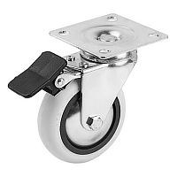 Опора колесная поворотная с площадкой и стопор, 75*25мм, с метал. арматурой,сер.,353*** Опора колесная поворотная с площадкой и стопор, 75*25мм, с метал. арматурой,сер.,353***