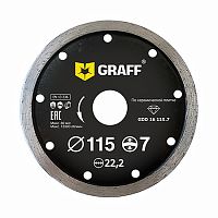 Диск алмазный по керамике 115х7х2.0х22,23 мм, сплошной, влажный рез, GRAFF, 21115 Диск алмазный по керамике 115х7х2.0х22,23 мм, сплошной, влажный рез, GRAFF, 21115
