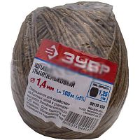 Шпагат льнопеньковый, 1,4 мм х 100 м, 1,25 ктекс (клубок), ЗУБР, 50110-100 Шпагат льнопеньковый, 1,4 мм х 100 м, 1,25 ктекс (клубок), ЗУБР, 50110-100