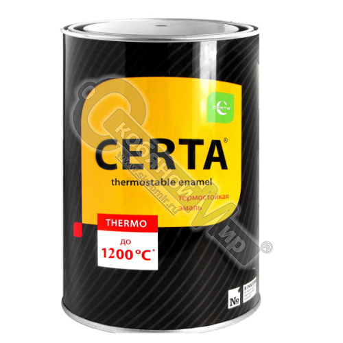 Эмаль "CERTA" термостойкая антикоррозионная черный матовый до 1200°С (0,8кг) CPR00036 фото 2