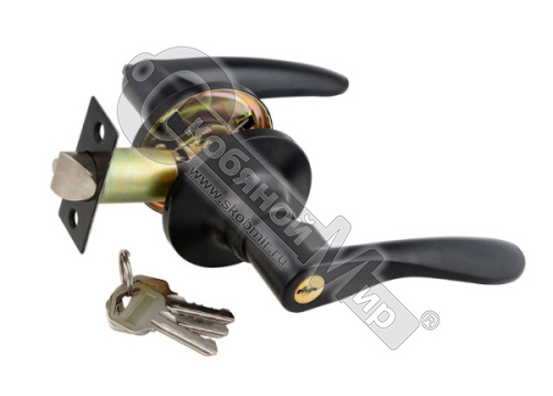 Защелка дверная S-Locked 3901-01 ЕТ BL  черный матовый ключ (24) 122378