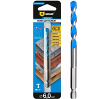 Сверло победитовое 6х50х100 мм, в блистере, GRAFF, 68650 Сверло победитовое 6х50х100 мм, в блистере, GRAFF, 68650