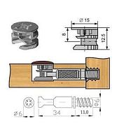 Эксцентрик 15 мм (толщина плиты до 16 мм)+болт с метрической резьбой*** Эксцентрик 15 мм (толщина плиты до 16 мм)+болт с метрической резьбой***