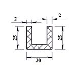 У Алюминиевый швеллер 25х30х25х2 /2,0 м/ У Алюминиевый швеллер 25х30х25х2 /2,0 м/