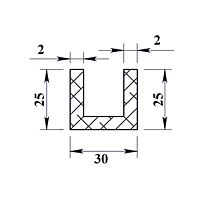 У Алюминиевый швеллер 25х30х25х2 /2,0 м/ У Алюминиевый швеллер 25х30х25х2 /2,0 м/