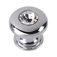 Ручка кнопка эксклюзивная коллекция латунь с кристаллом Swarovski глянцевый хром, 0775-005-2 Ручка кнопка эксклюзивная коллекция латунь с кристаллом Swarovski глянцевый хром, 0775-005-2