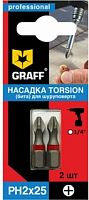 Бита PH 2x25 мм, Torsion, в блистере (2 шт.), GRAFF, 500225 Бита PH 2x25 мм, Torsion, в блистере (2 шт.), GRAFF, 500225