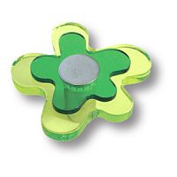 678 VE Ручка кнопка детская,цветок зеленый BRASS