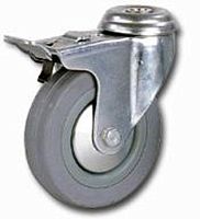 Опора колесная поворотная с торм. сер. резина под болт 75х21, SChgb93, (10/60) Опора колесная поворотная с торм. сер. резина под болт 75х21, SChgb93, (10/60)