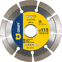 Диск алмазный по бетону и камню 115х10х2,2х22,23 мм, GRAFF Master, 22115 Диск алмазный по бетону и камню 115х10х2,2х22,23 мм, GRAFF Master, 22115