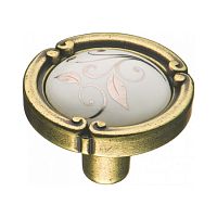 Ручка кнопка керамика с металлом цветочный орнамент античная бронза, 15.090.35.PO23W.12 Ручка кнопка керамика с металлом цветочный орнамент античная бронза, 15.090.35.PO23W.12
