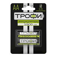 Батарейка аккумуляторная Трофи пальчиковая HR6-2BL 1500mAh (1 шт.), Б0019500 Батарейка аккумуляторная Трофи пальчиковая HR6-2BL 1500mAh (1 шт.), Б0019500