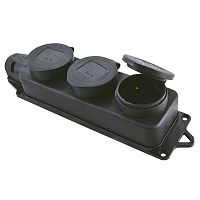 Розетка трехместная с заглушками каучук 2Р+РЕ 16А 250В IP44 TDM(1) Розетка трехместная с заглушками каучук 2Р+РЕ 16А 250В IP44 TDM(1)