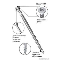 Саморез потай, для террас, желтый цинк 5х50 А2 Torx25 INFIX /100/*** Саморез потай, для террас, желтый цинк 5х50 А2 Torx25 INFIX /100/***