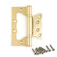 Петля без врезки 100х75х2,5mm PB(цвет-полир.латунь.сталь,плос.верш.универ.) Петля без врезки 100х75х2,5mm PB(цвет-полир.латунь.сталь,плос.верш.универ.)