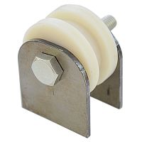 Ролик капролон d=50 мм под трубу профильную 10х10 мм на пластине, К2525 Ролик капролон d=50 мм под трубу профильную 10х10 мм на пластине, К2525