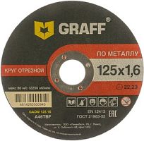 Круг отрезной по металлу 125x1,6x22.23 мм, GRAFF, 9012516 Круг отрезной по металлу 125x1,6x22.23 мм, GRAFF, 9012516