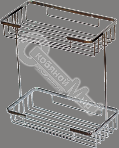 Полка 250х120х410 мм 2-уровневая прямоугольная из нержавеющей стали Полка 250х120х410 мм 2-уровневая прямоугольная из нержавеющей стали