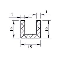 Швеллер алюминиевый 10х15х10х1,0 мм - 2,0 м Швеллер алюминиевый 10х15х10х1,0 мм - 2,0 м