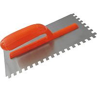 Гладилка зубчатая 8х8 мм, 280х130 мм, стальная, пластиковая ручка, КУРС, 05138 Гладилка зубчатая 8х8 мм, 280х130 мм, стальная, пластиковая ручка, КУРС, 05138