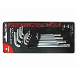 Набор Г-образных ключей TORX (звездочки), 9 шт., с отверстием на конце, PROFI, Сервис ключ, 76435 Набор Г-образных ключей TORX (звездочки), 9 шт., с отверстием на конце, PROFI, Сервис ключ, 76435