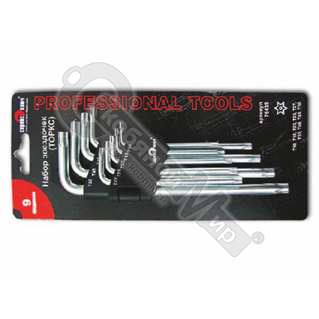 Набор Г-образных ключей TORX (звездочки), 9 шт., с отверстием на конце, PROFI, Сервис ключ, 76435 Набор Г-образных ключей TORX (звездочки), 9 шт., с отверстием на конце, PROFI, Сервис ключ, 76435